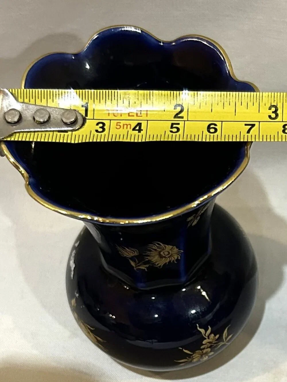 Cobalt Etch German Vase Bareuther Waldsassen Vintage